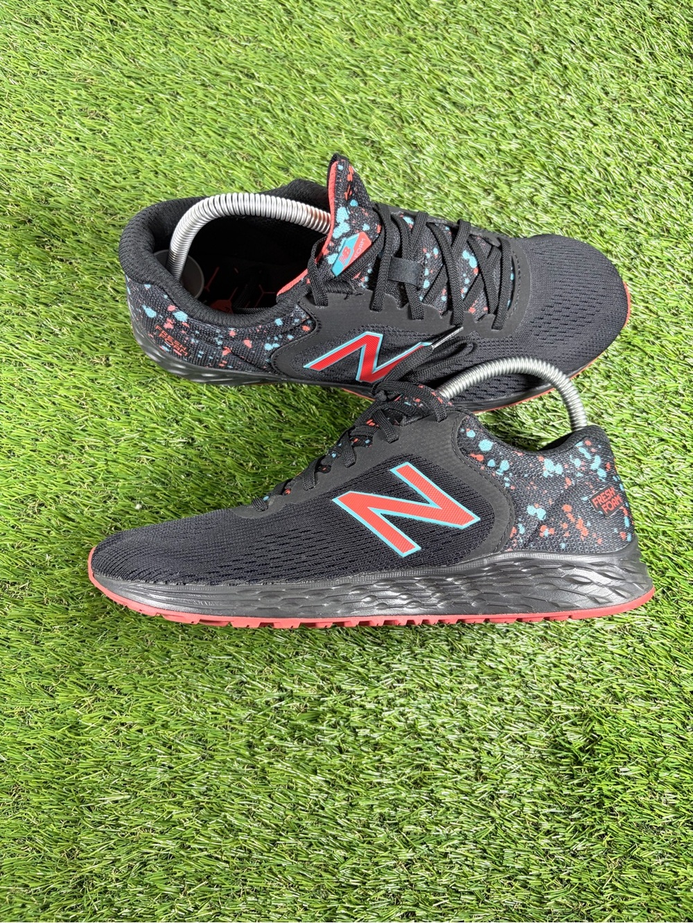 New Balance Fresh Foam Running Shoes Splatter Black Coral Blue Women Size 7